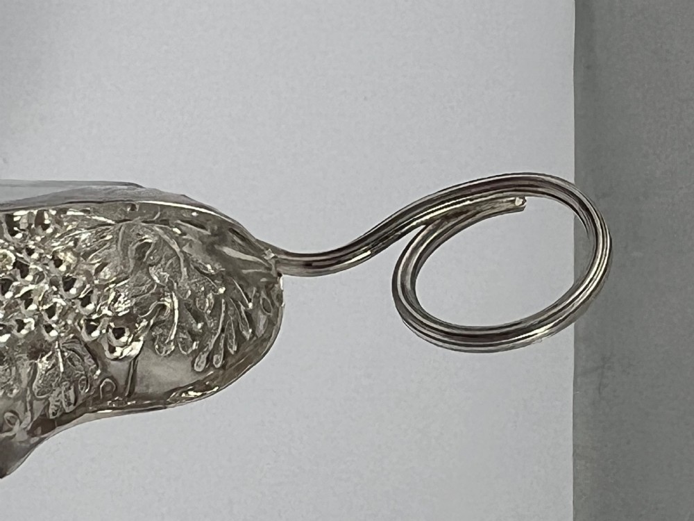 William IV antique silver, grape and vine caddy spoon, 1835 View V