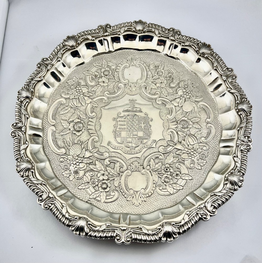 George III large silver salver, John Terrey, London 1817 View II