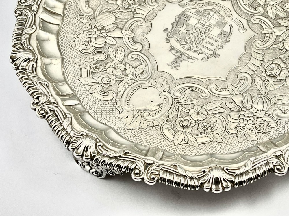 George III large silver salver, John Terrey, London 1817 View IX