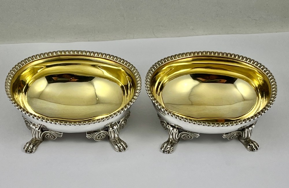 A pair of George III silver gilt salts or bowls, London 1809 View III