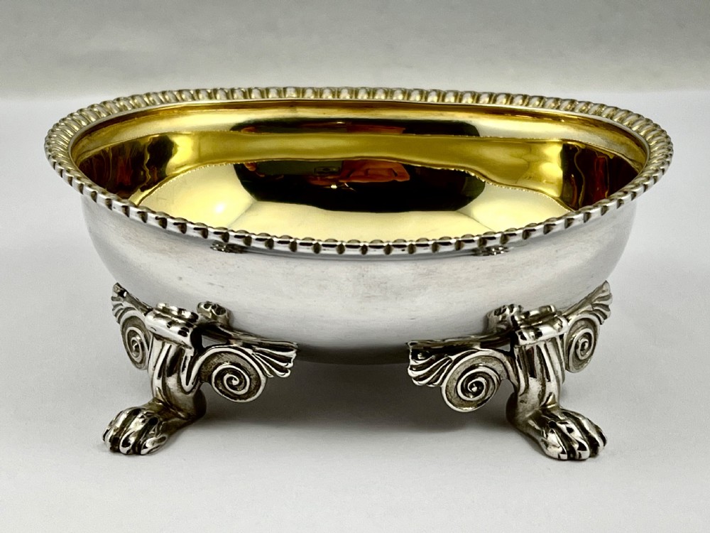 A pair of George III silver gilt salts or bowls, London 1809 View V