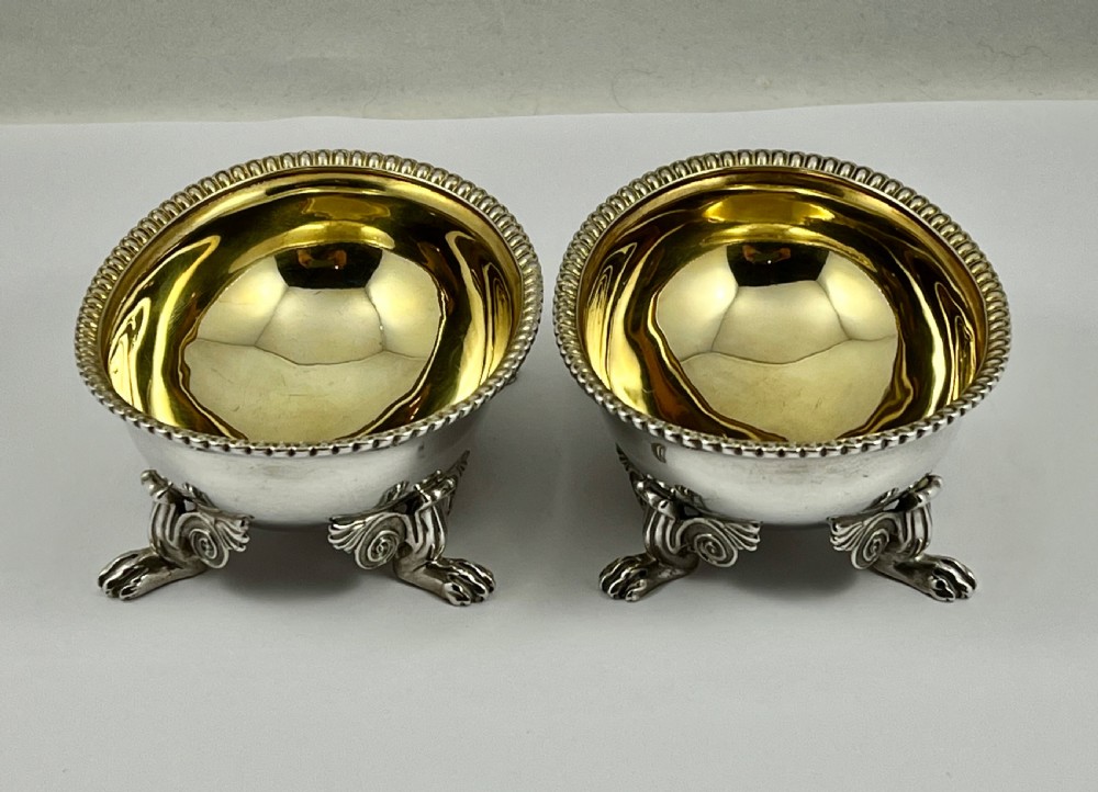A pair of George III silver gilt salts or bowls, London 1809 View VII