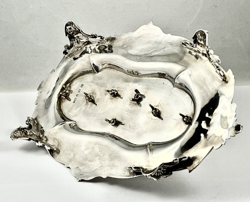 Victorian antique silver desk inkstand, Sheffield 1847 View V