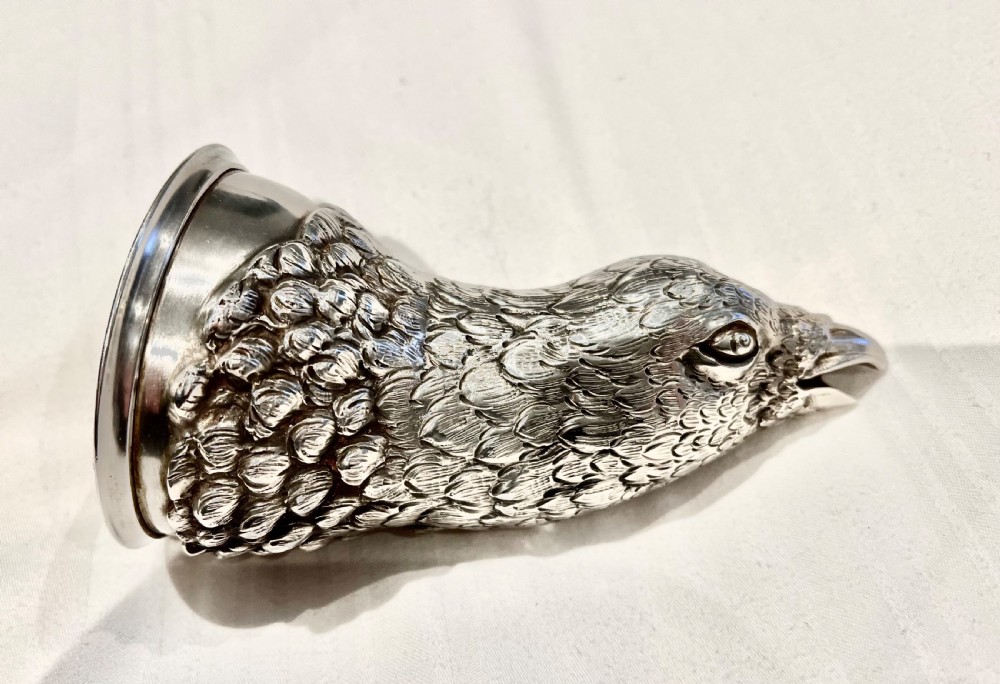 German antique silver stirrup cup, pheasant’s head, c.1900 View VII