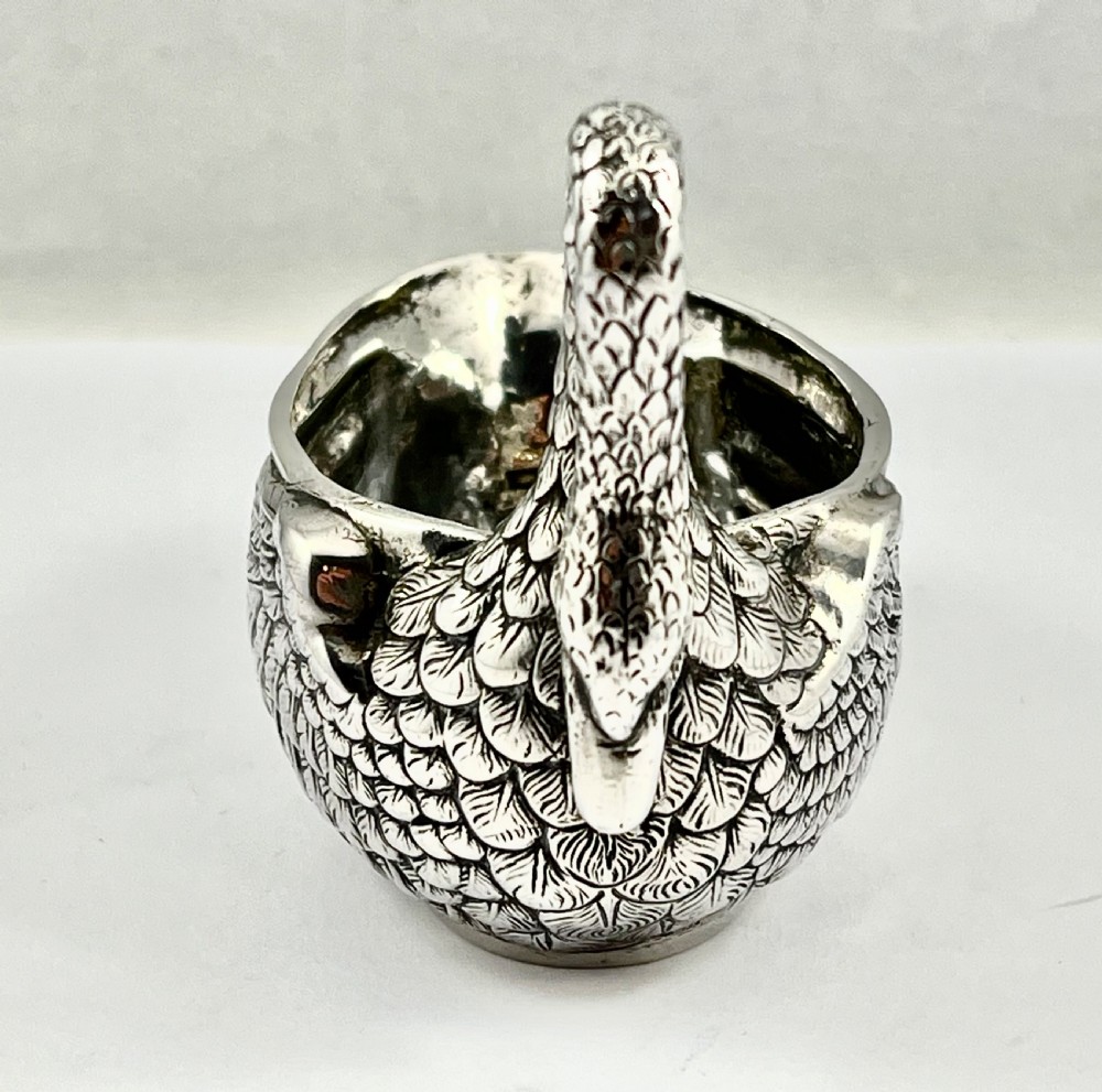 Rare antique silver swan milk jug, German c.1900 View II