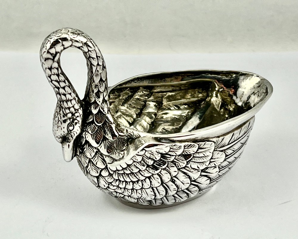 Rare antique silver swan milk jug, German c.1900 View VIII