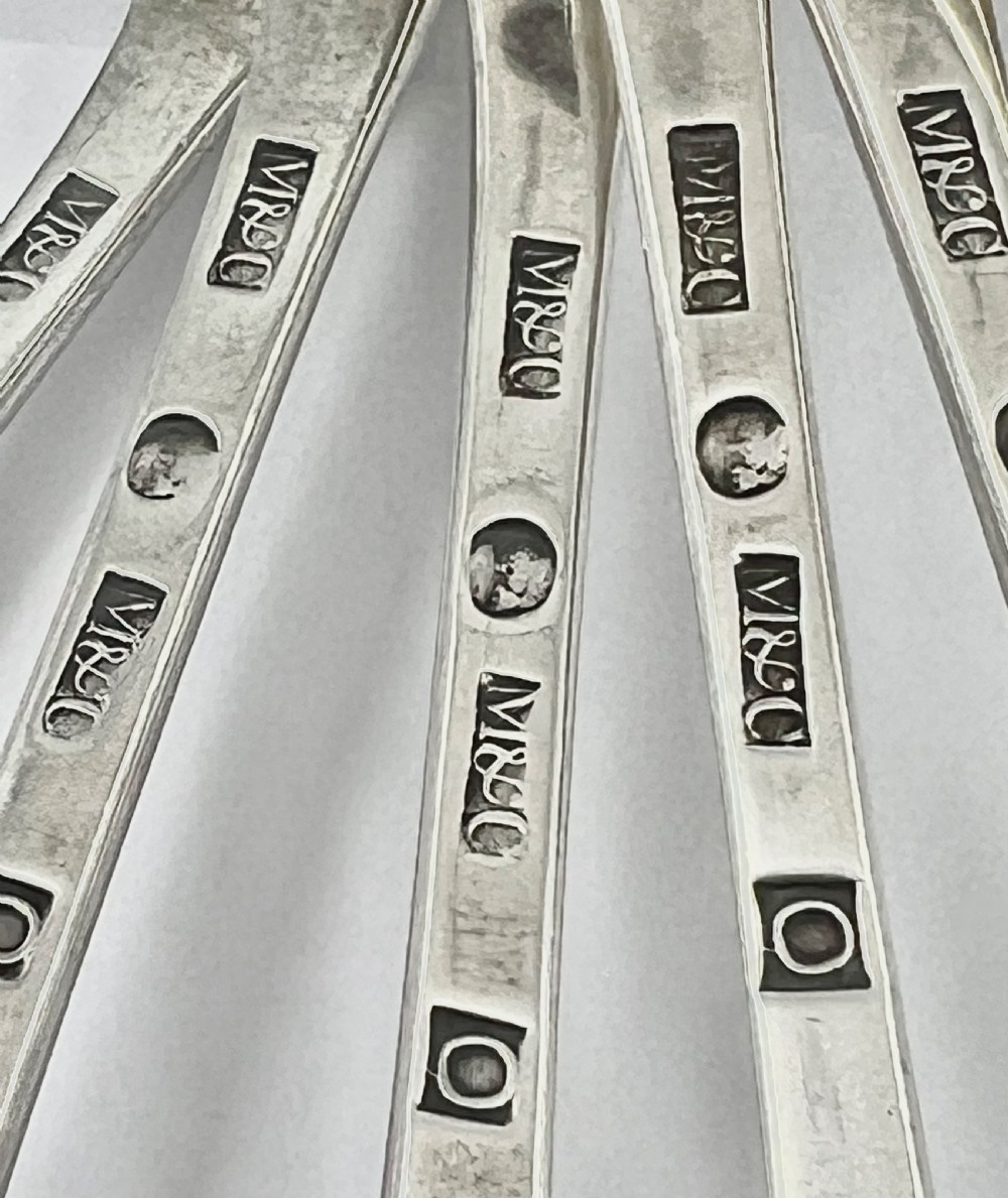 George II antique set of 6 Scottish Provincial Silver Glasgow table spoons c.1757 View V