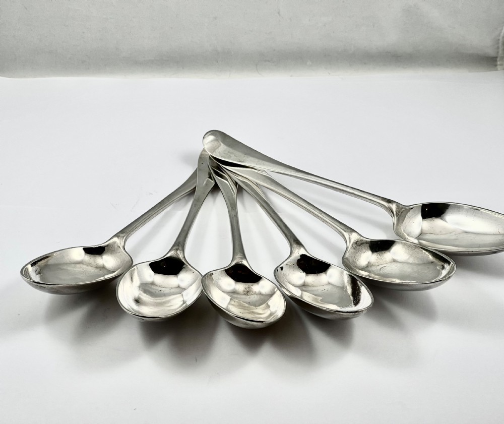 George II antique set of 6 Scottish Provincial Silver Glasgow table spoons c.1757 View VII