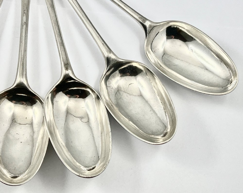George II antique set of 6 Scottish Provincial Silver Glasgow table spoons c.1757 View VIII