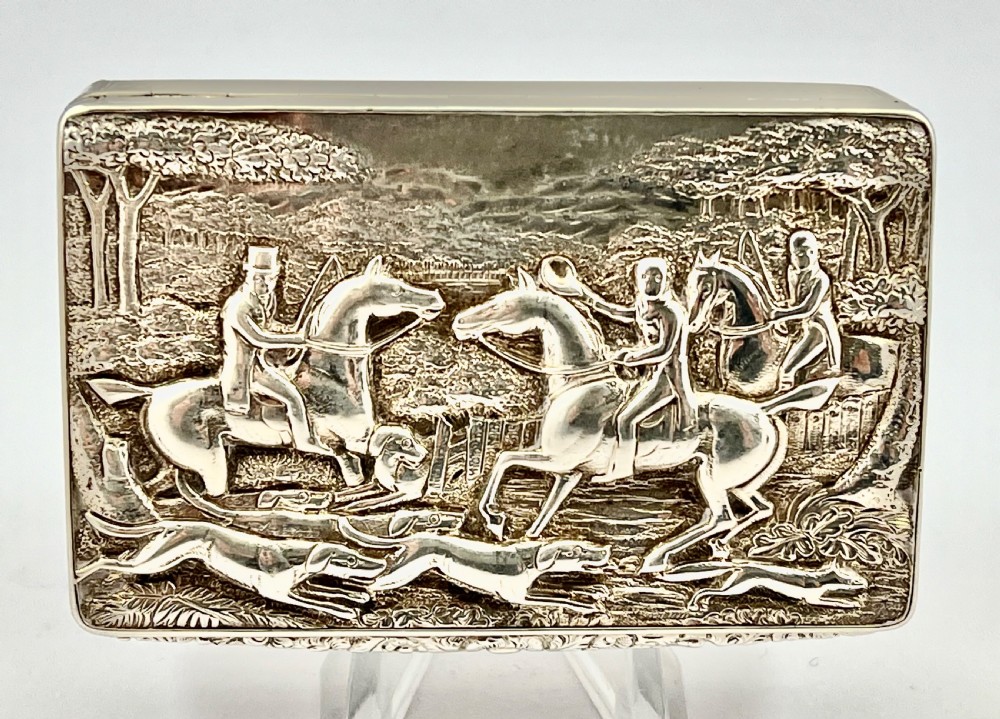 George IV antique silver hunting snuff box, Thos. Shaw 1829 View II