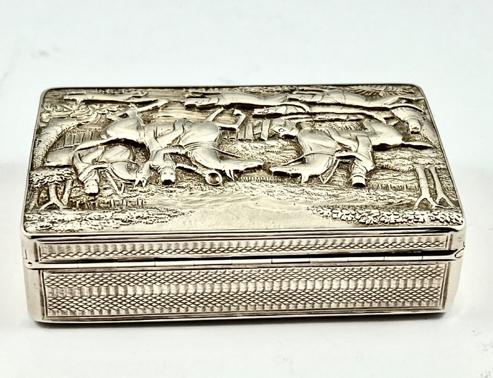 George IV antique silver hunting snuff box, Thos. Shaw 1829 View III