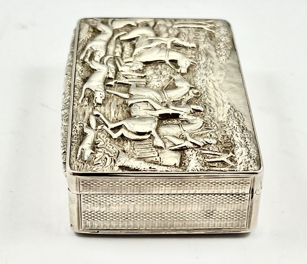 George IV antique silver hunting snuff box, Thos. Shaw 1829 View V