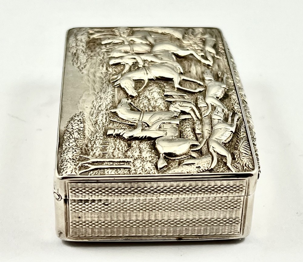 George IV antique silver hunting snuff box, Thos. Shaw 1829 View VI