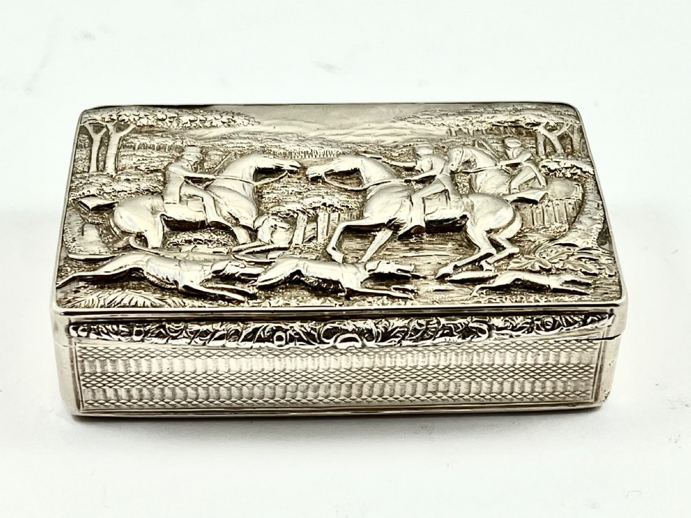 George IV antique silver hunting snuff box, Thos. Shaw 1829 View X