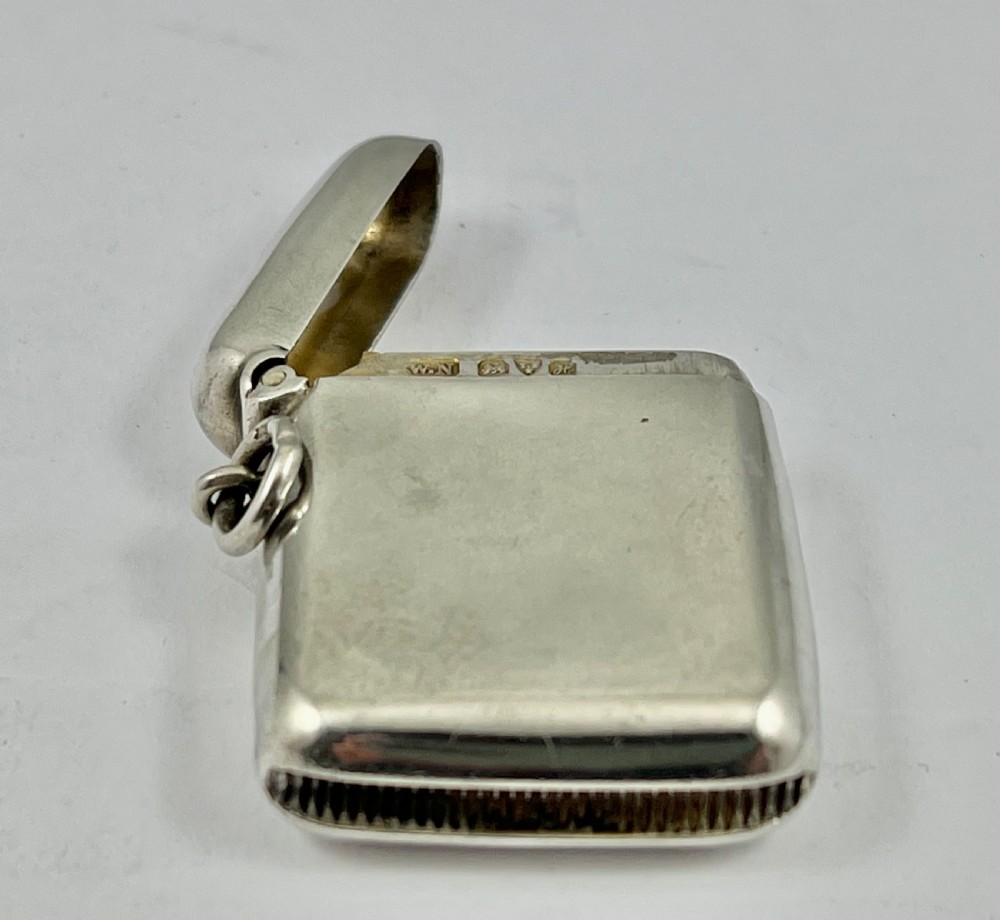 Edwardian antique silver “Suffragette” vesta case, Chester 1908 View VI