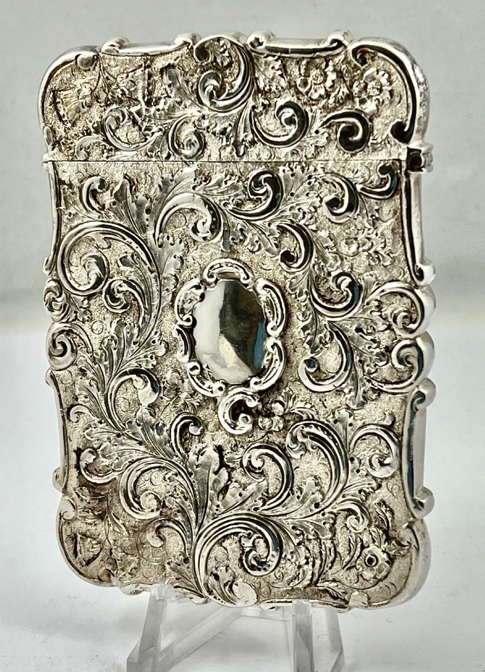 Victorian silver York Minster card case, Nathaniel Mills 1844 View II