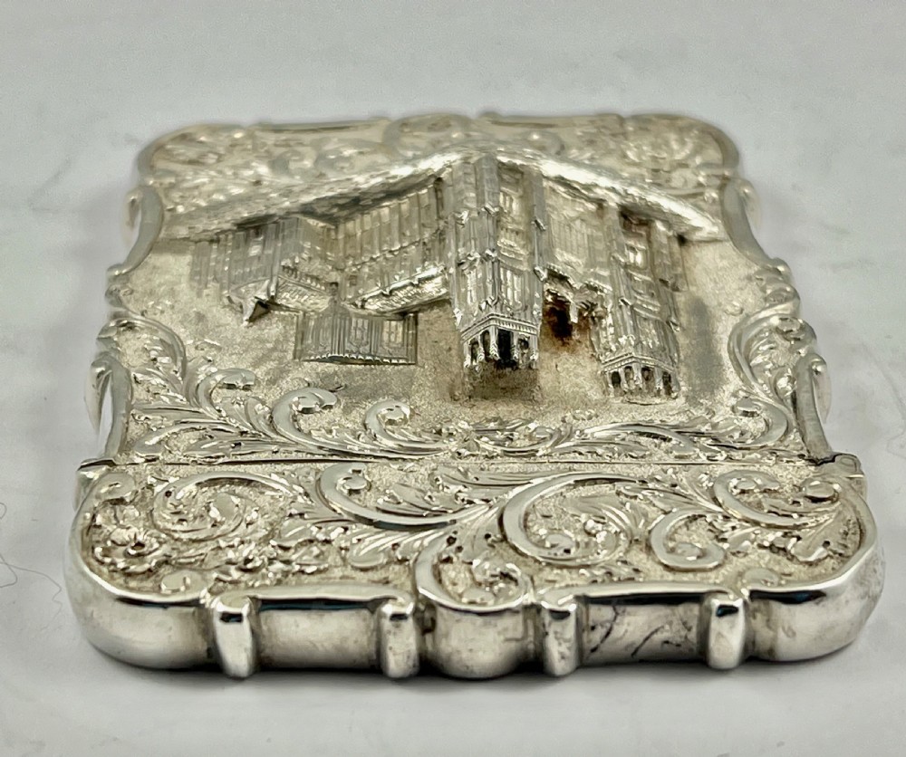 Victorian silver York Minster card case, Nathaniel Mills 1844 View V