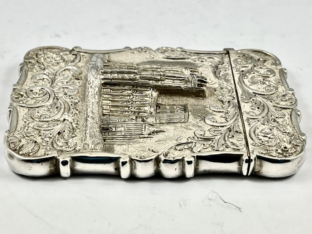 Victorian silver York Minster card case, Nathaniel Mills 1844 View VI