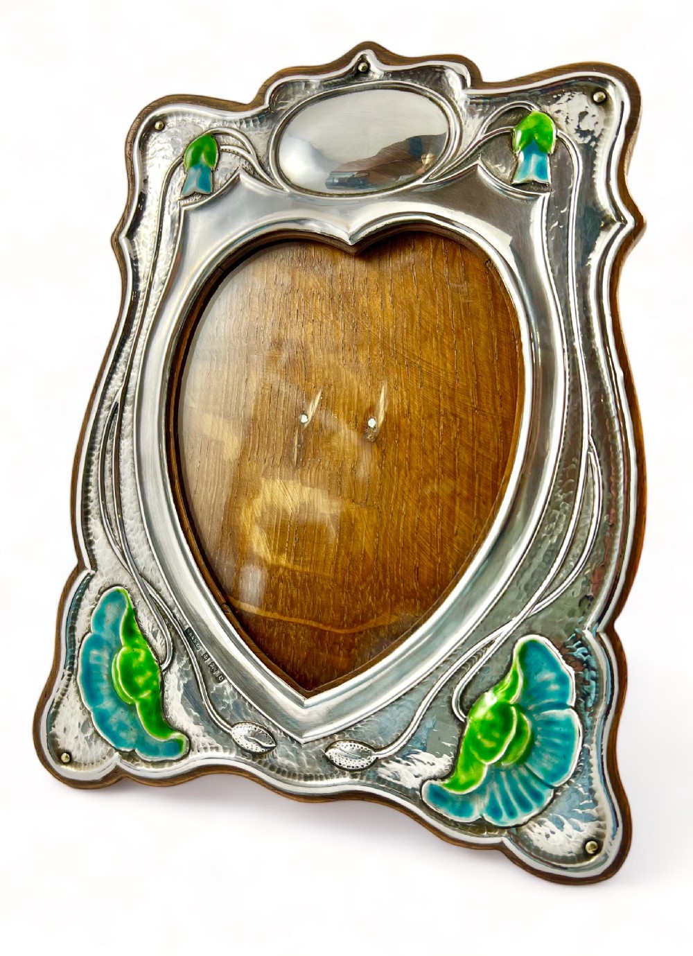 Rare antique Edwardian silver and porcelain picture frame, Birmingham 1904