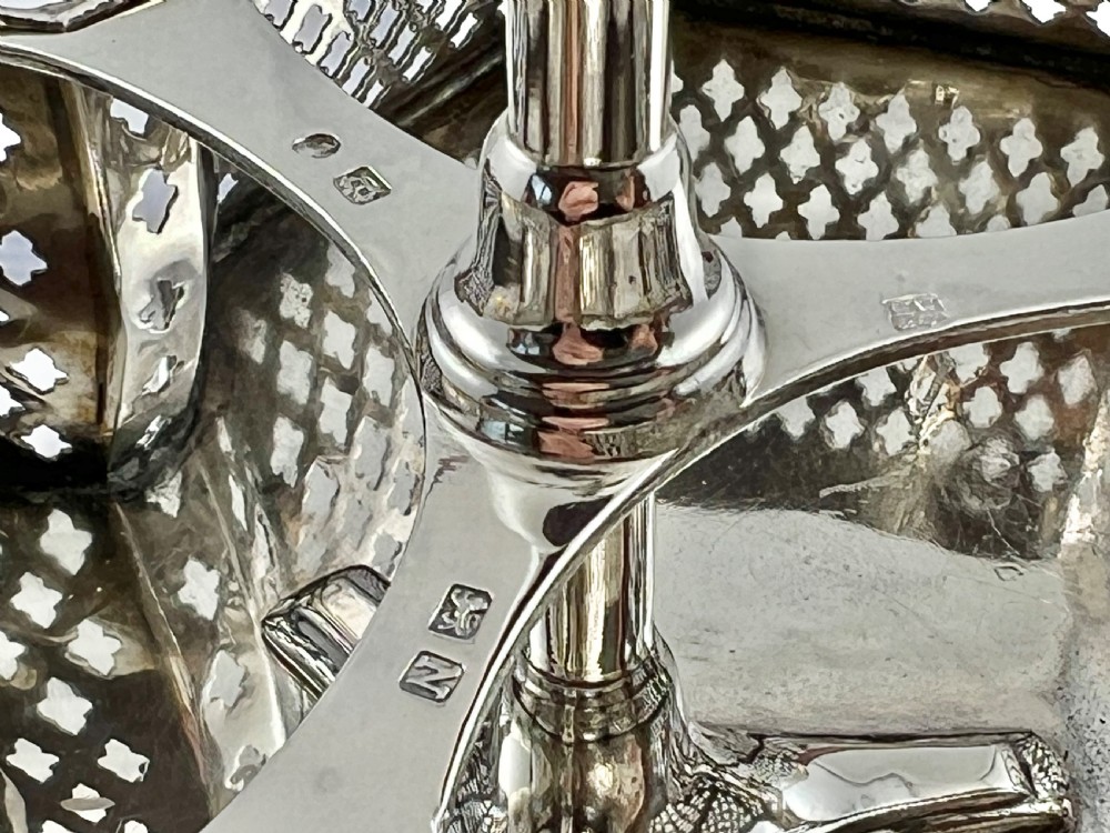 Victorian antique silver three bottle decanter set, Sheffield 1856 View XI