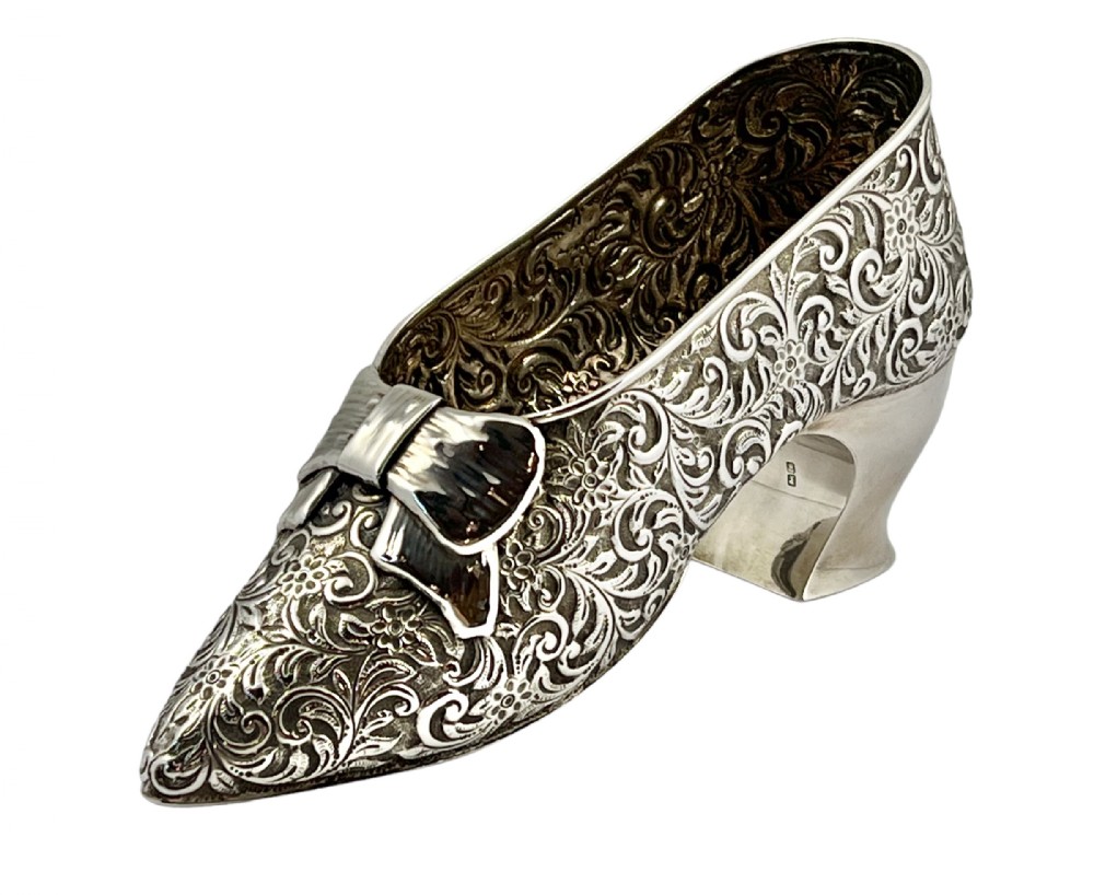 George V antique silver shoe vase, Chester 1912