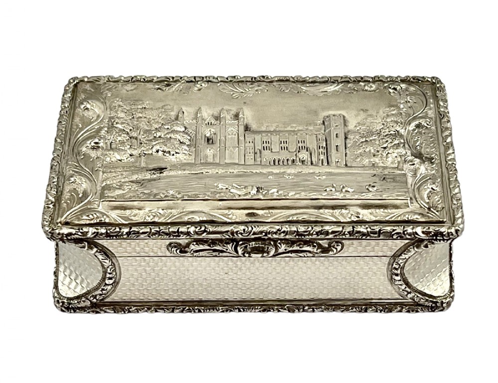 










William IV antique silver castle top snuff box, Nathaniel Mills, 1835