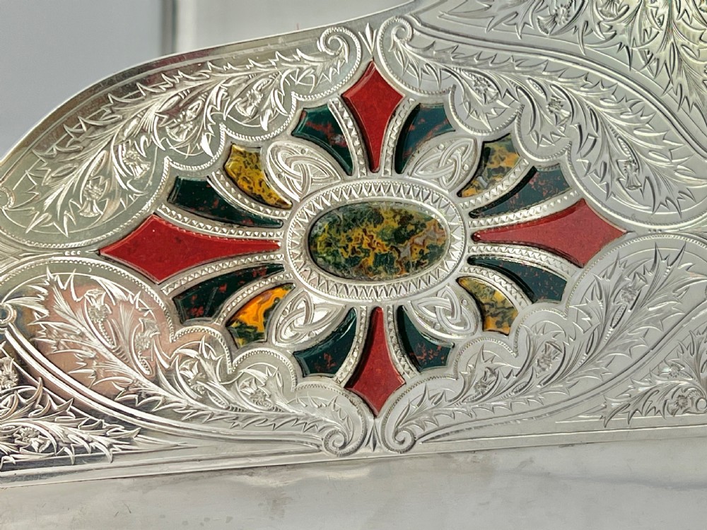 Victorian Scottish antique silver and agate piano jewellery box, 1883 View XI