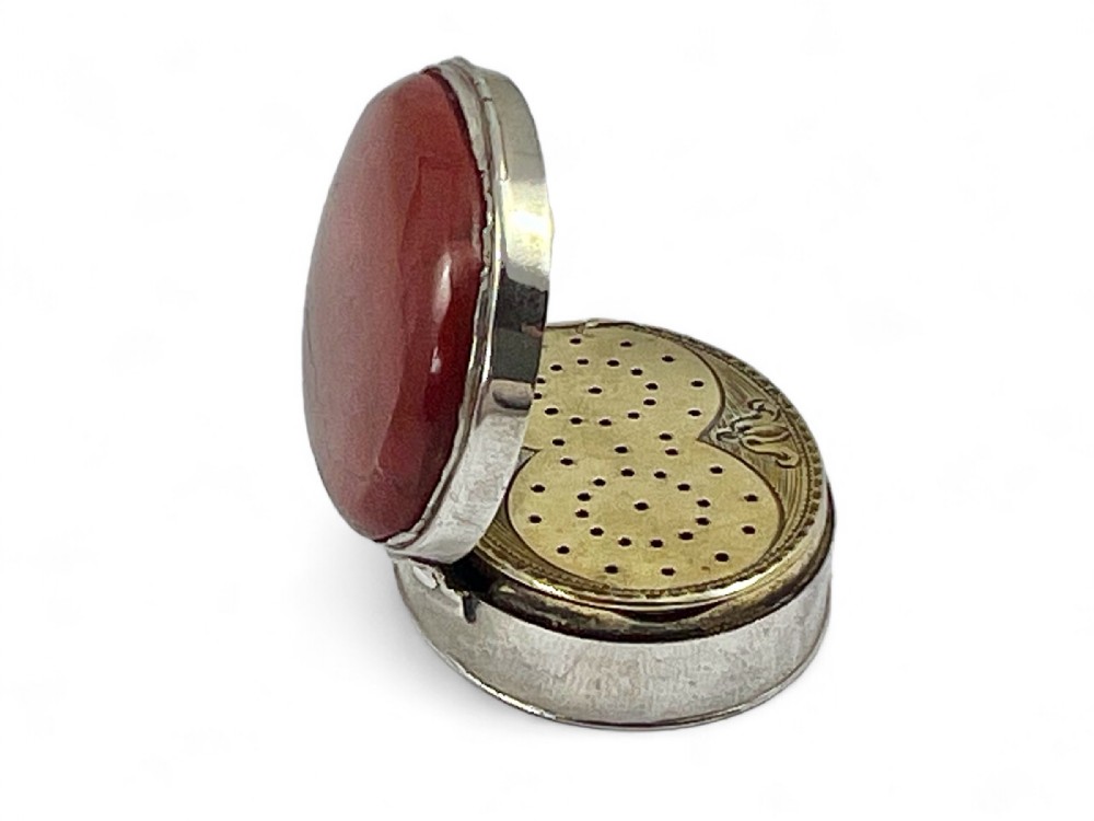 George III antique Scottish silver and carnelian vinaigrette. c.1790