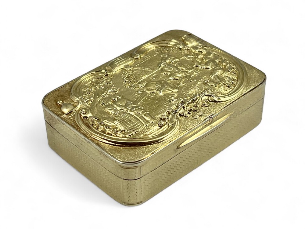 George III antique silver gilt snuff box, London 1812