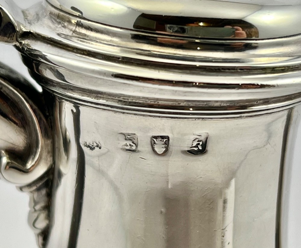 George III antique silver small coffee pot, London 1765 View IX
