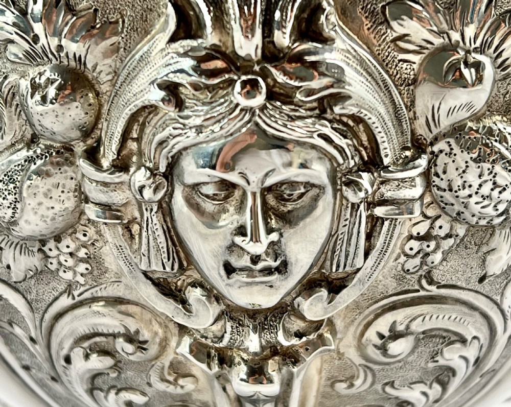 Victorian antique silver punch bowl, wine cooler, London 1897. View IV