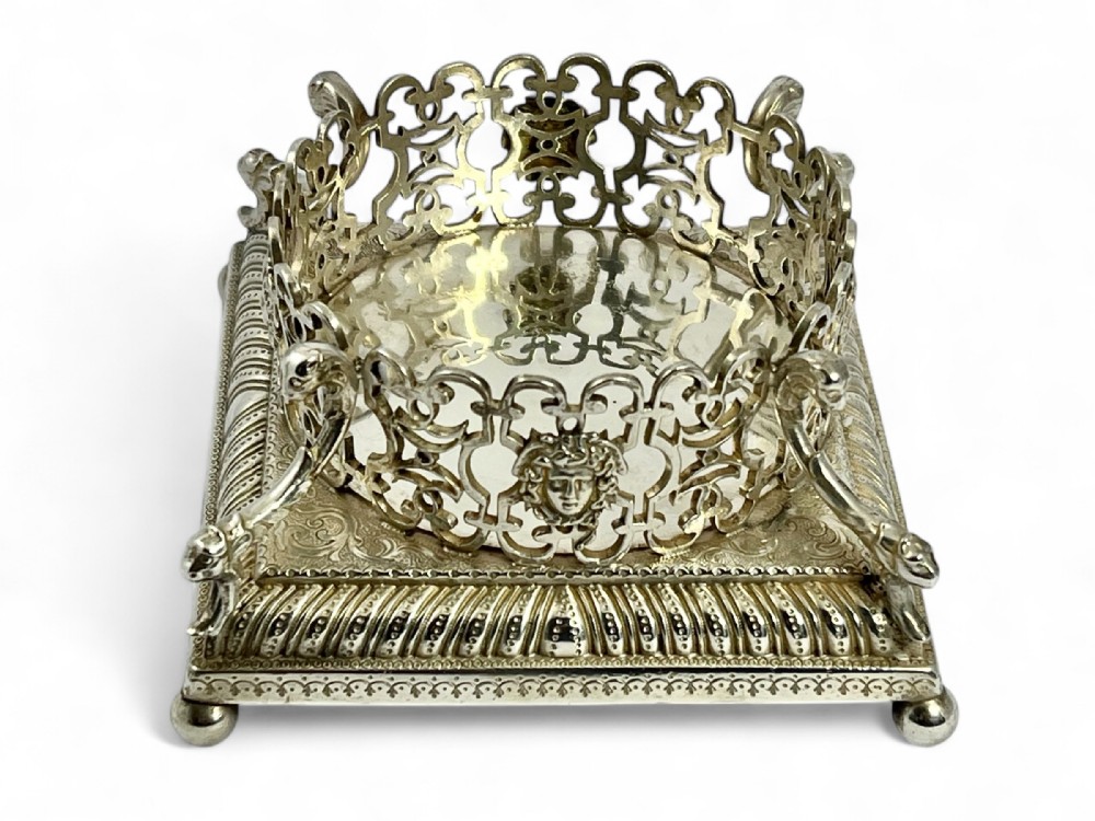 George II antique silver bottle coaster or stand, London 1756