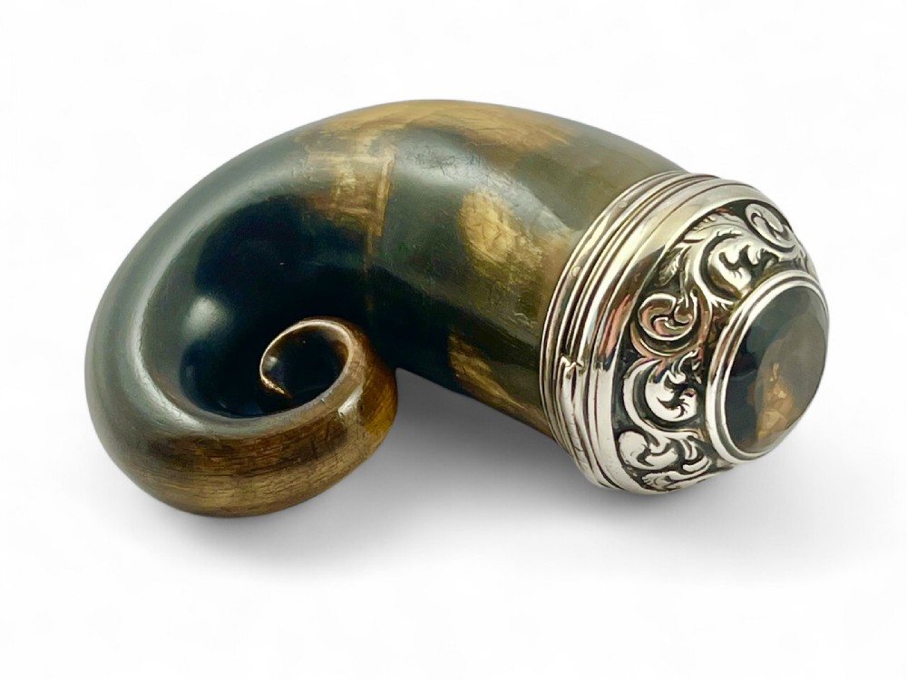 Victorian silver and horn antique snuff mull c.1850