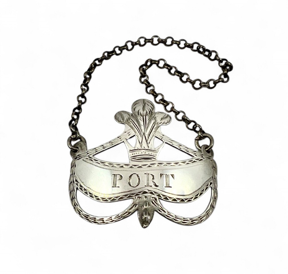 A George III antique silver Port label, William Lestourgeon, c.1780