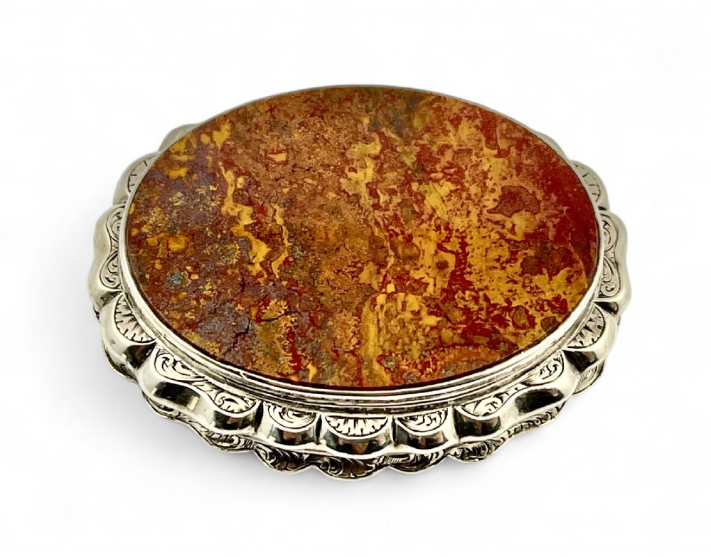Scottish antique Victorian large agate and silver vinaigrette, 1853
