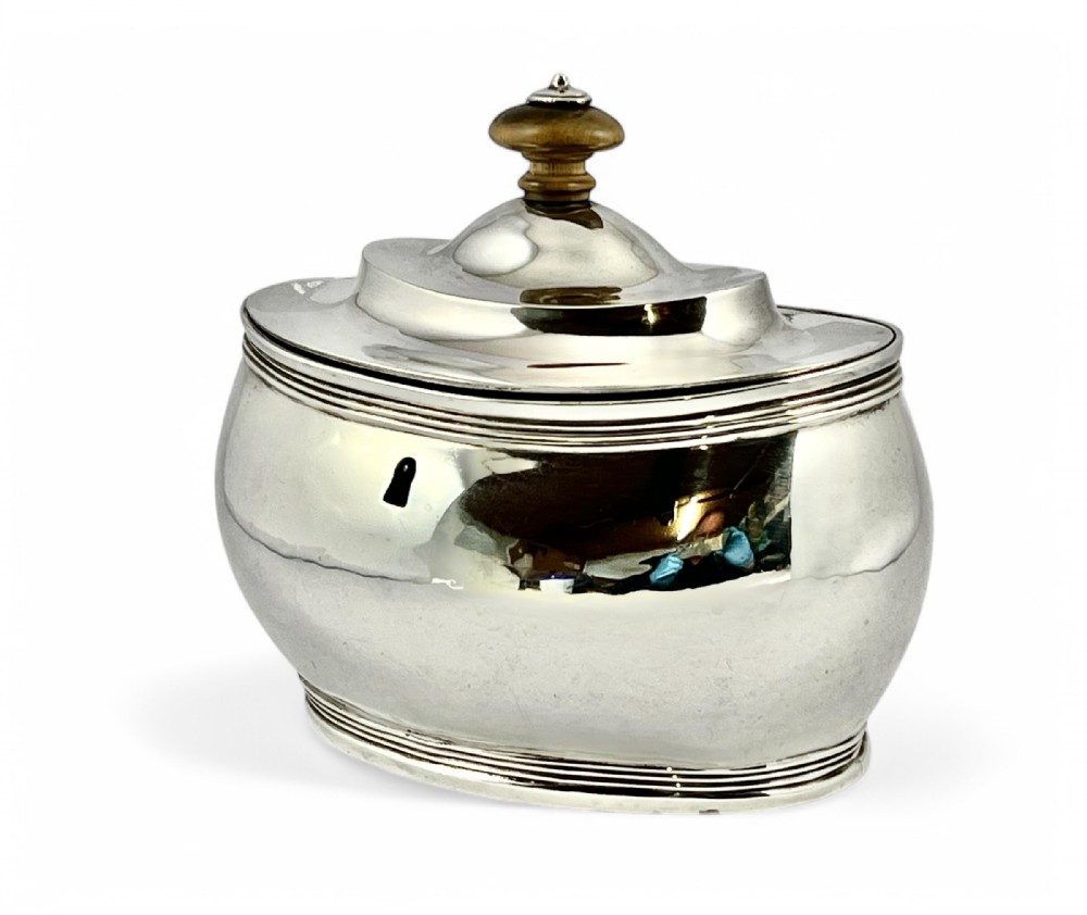 George III antique silver tea caddy, Charles Aldridge, London 1802