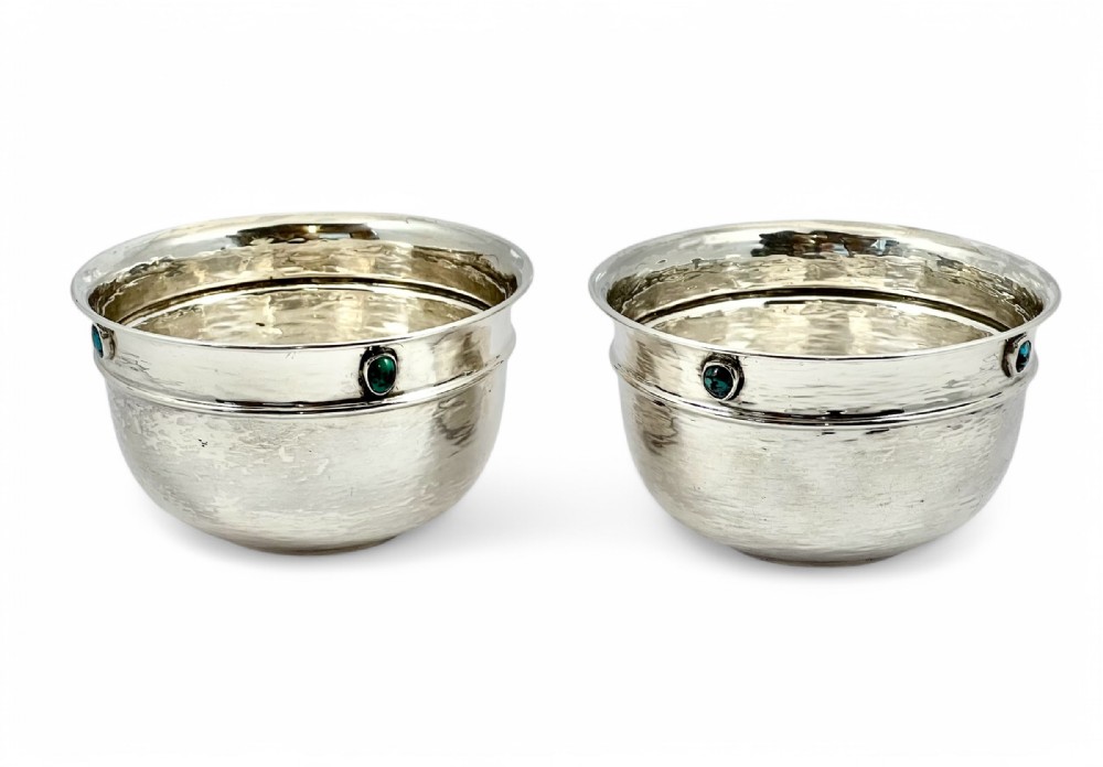 Edwardian pair of antique “Cymric” silver bowls by Liberty & Co. 1910