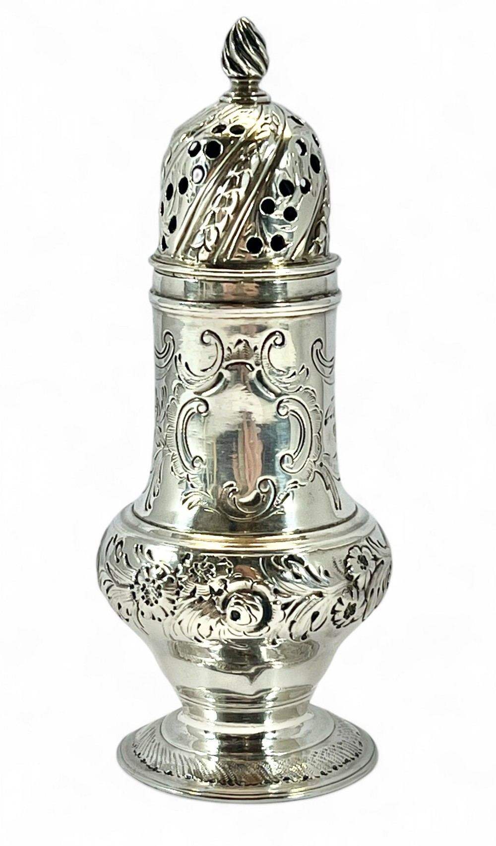 George III antique silver sugar caster, Samuel Wood, London 1763
