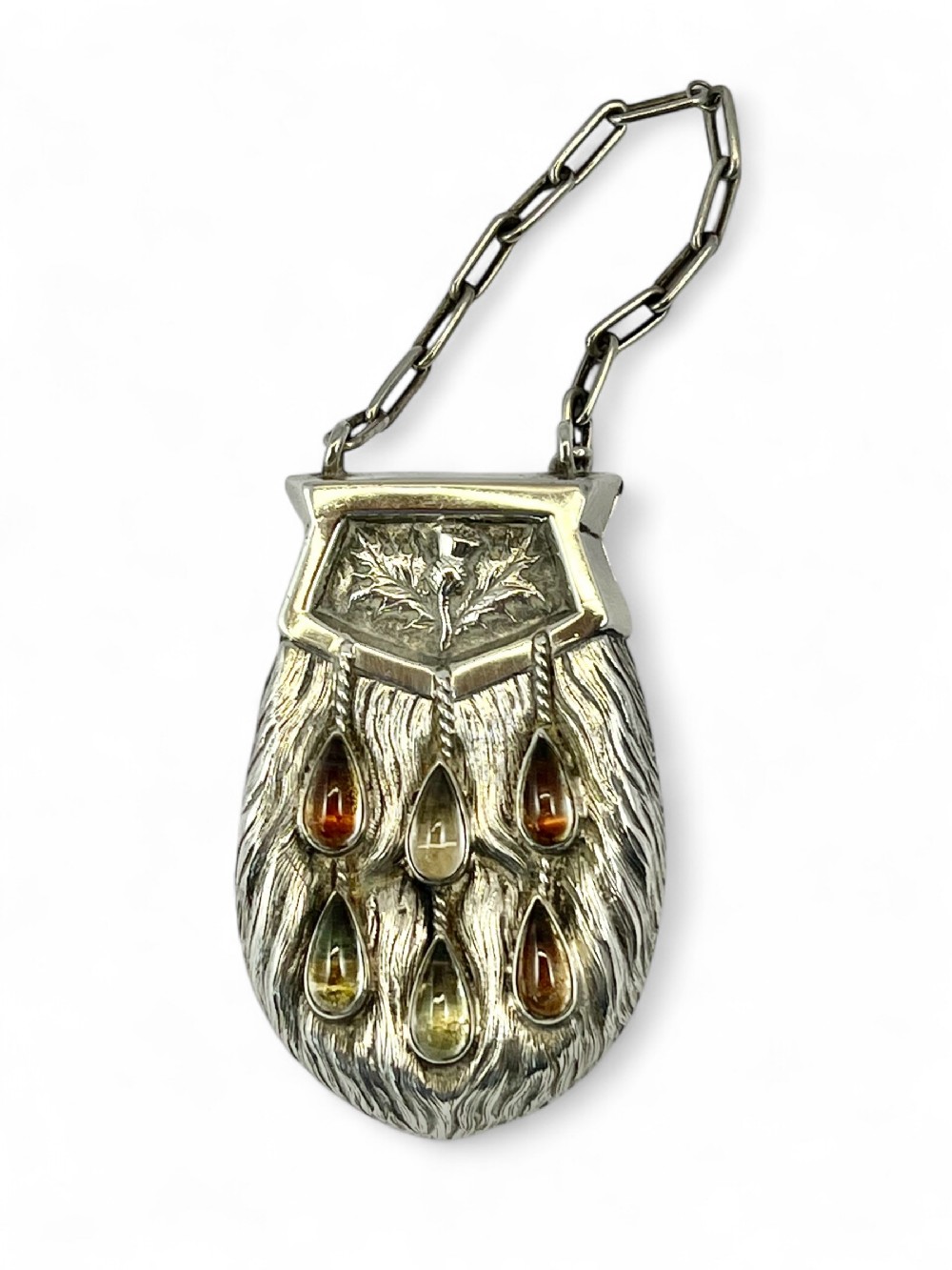 Victorian antique silver “sporran” box, Edinburgh 1881