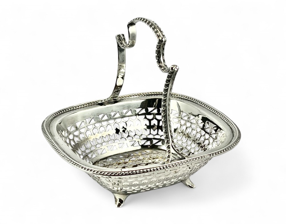 Edwardian antique silver basket, Sheffield 1909