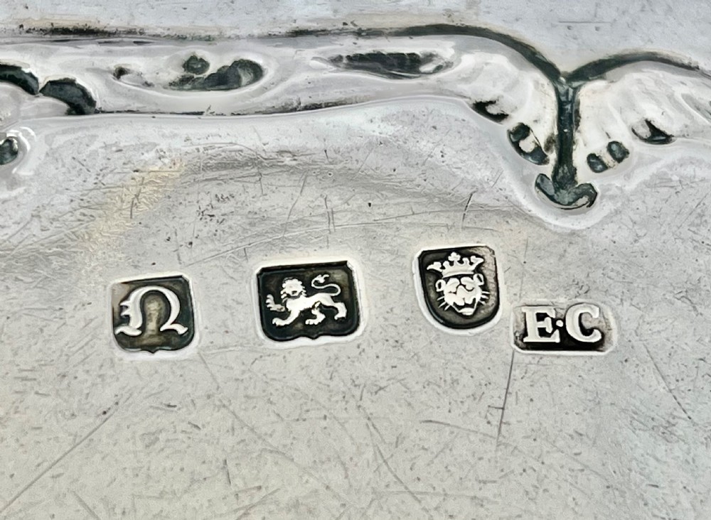 Early George III pair of antique silver trays or waiters, London 1768 View IX