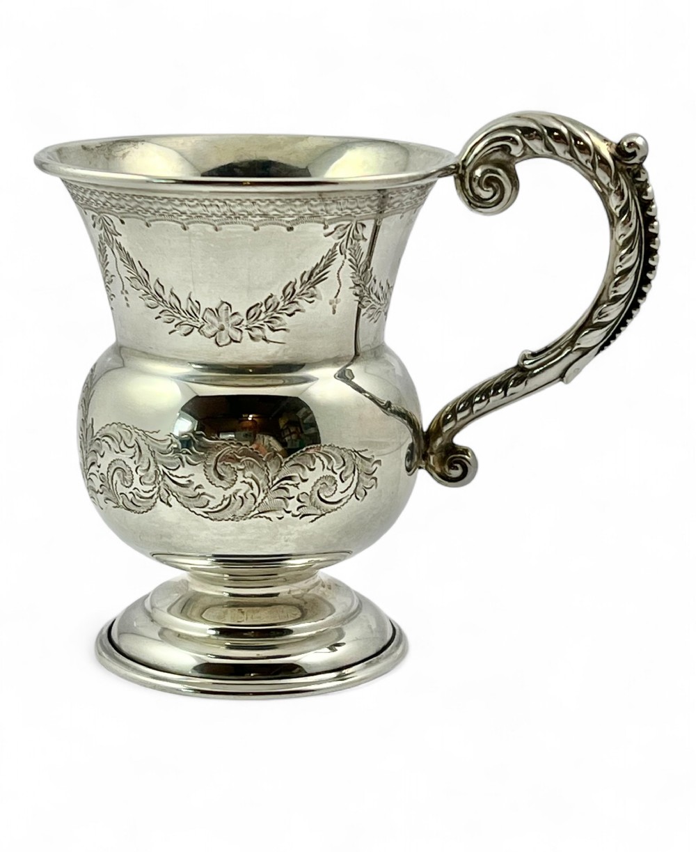 Edwardian antique silver christening cup, Birmingham 1910