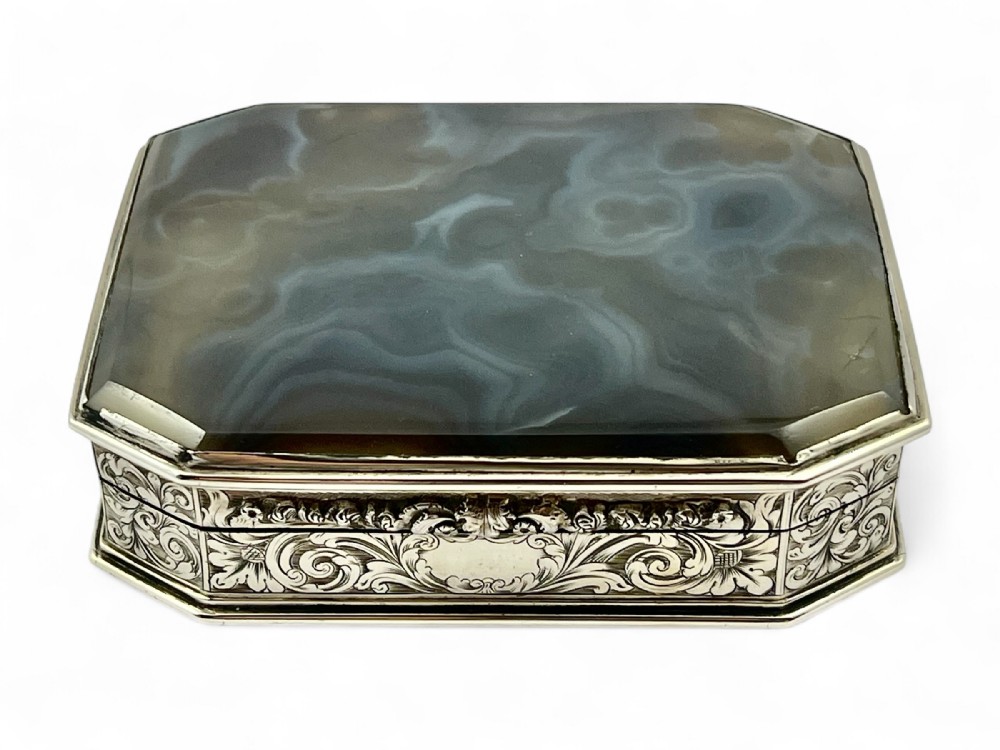 An early Victorian antique silver and agate snuff box, Edward Smith 1843