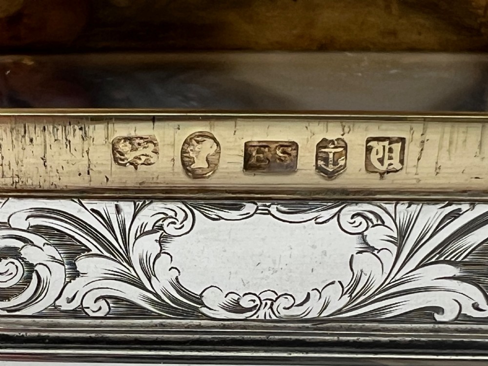 An early Victorian antique silver and agate snuff box, Edward Smith 1843 View X