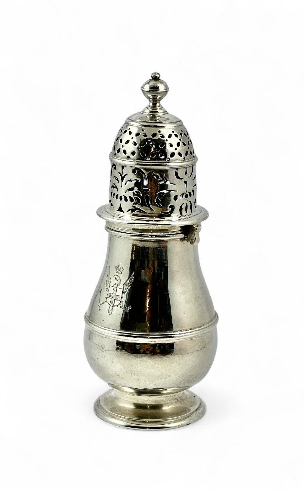 Queen Anne antique Britannia silver sugar caster, London 1705