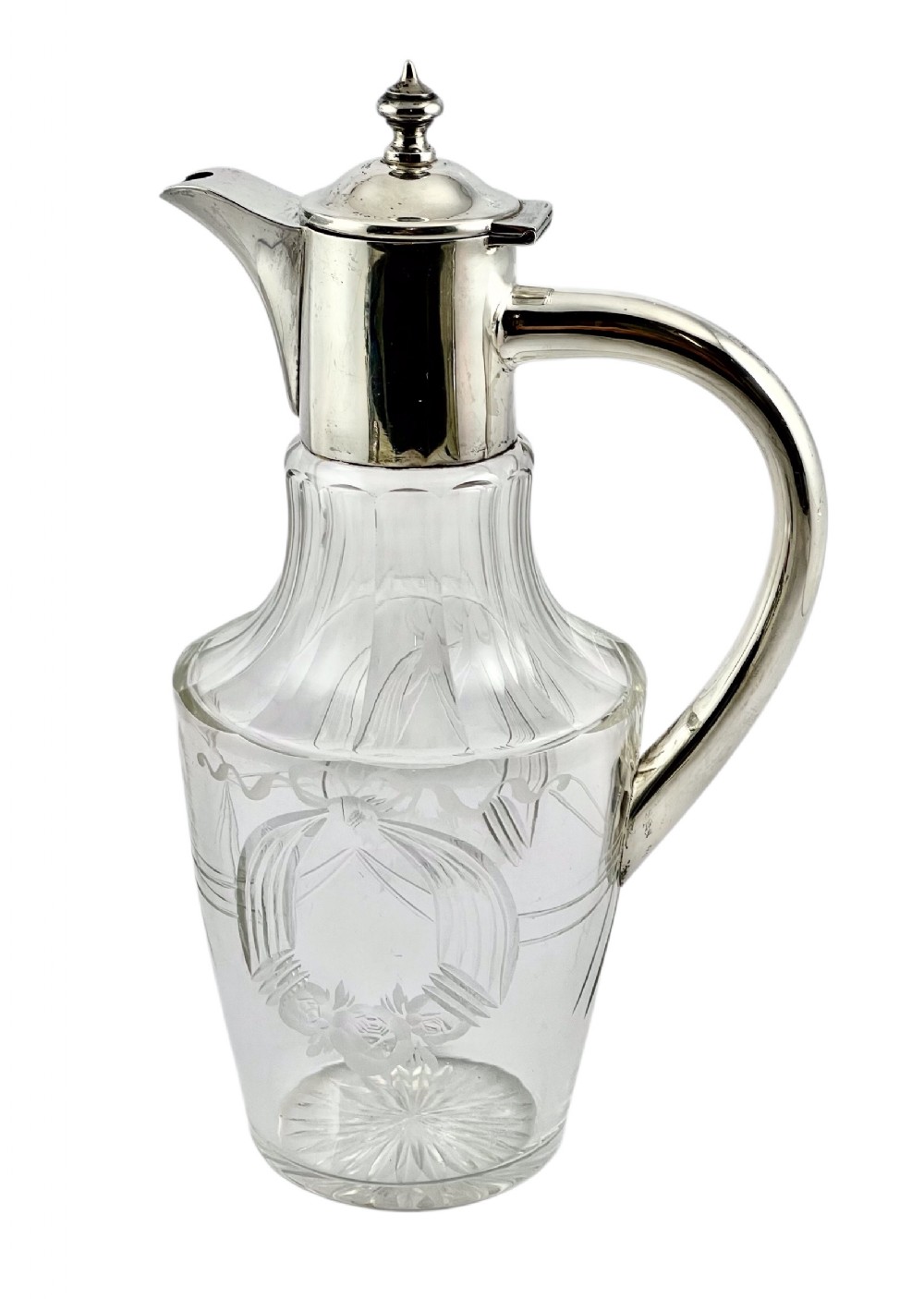 Edwardian antique silver mounted decanter, Chester 1908