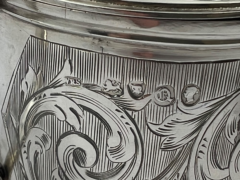 Early Victorian antique silver mustard pot, London 1851 View IX