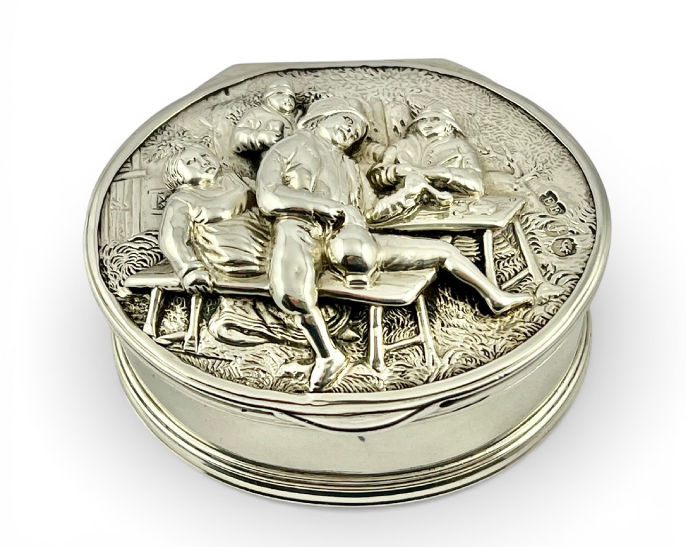 George IV cast silver antique snuff box, Edward Farrell, 1821