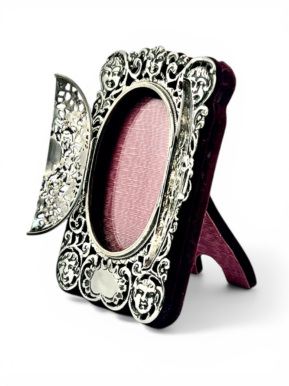 Victorian antique silver “peekaboo “ picture frame, London 1886.