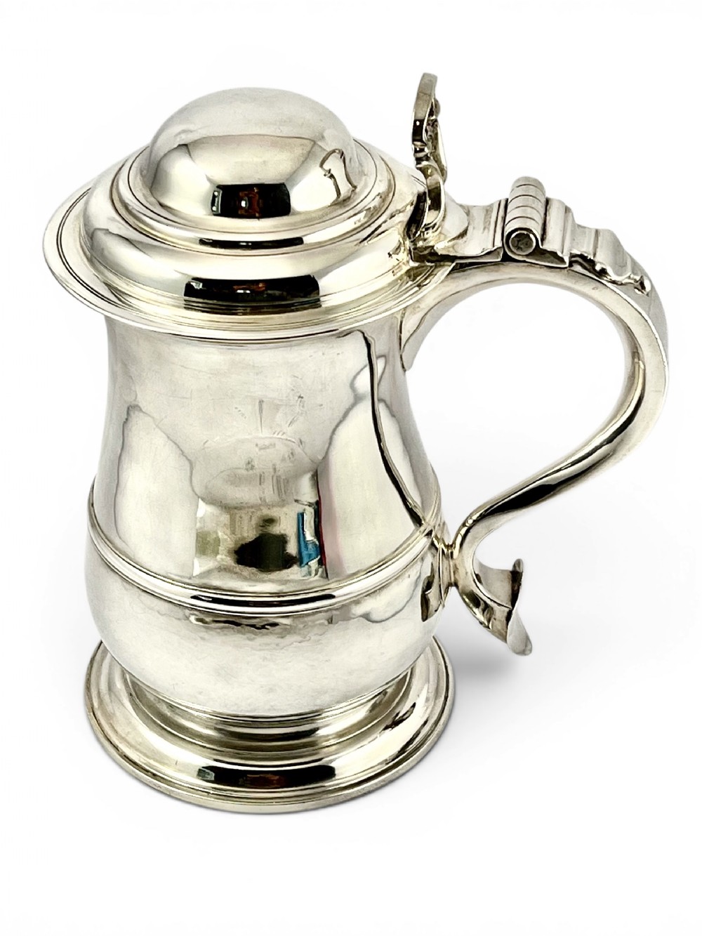 Antique George II silver lidded tankard, Thomas Whipham, London 1750
